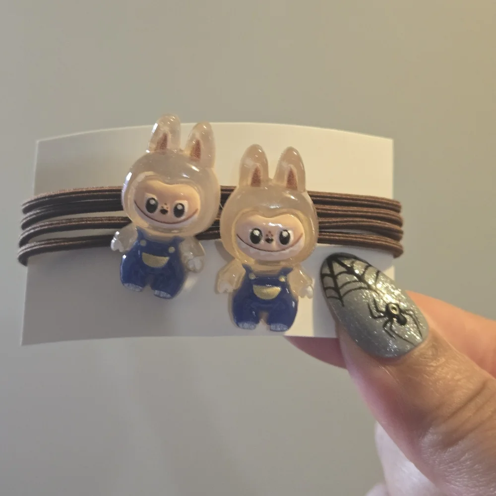 🍒🍒 Cute Bunny Labubu Charm Hair Ties Set